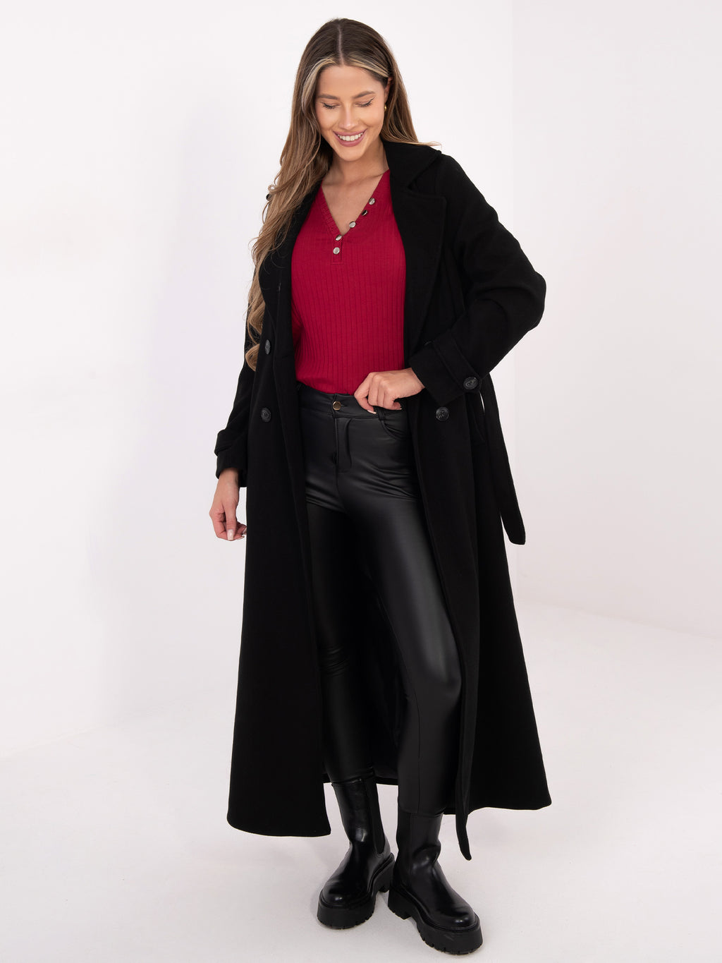 Rib Top met Knopen – Bordeaux
