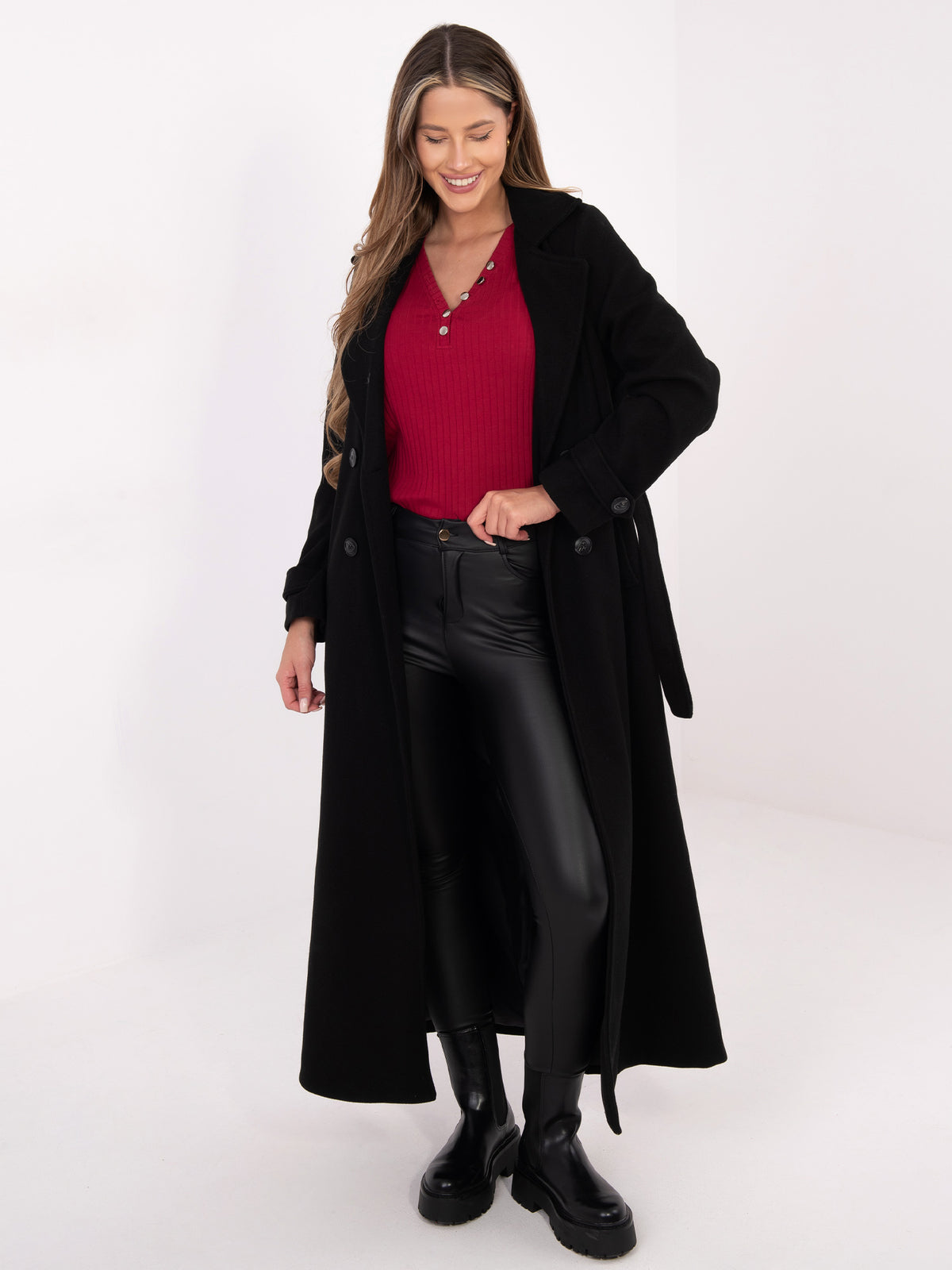 Rib Top met Knopen – Bordeaux
