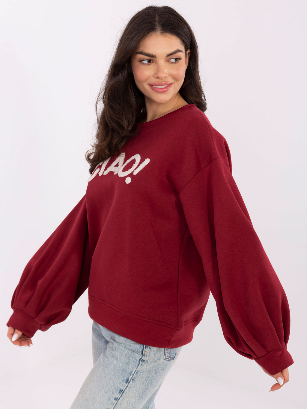 Sweater met Pofmouwen – Bordeaux