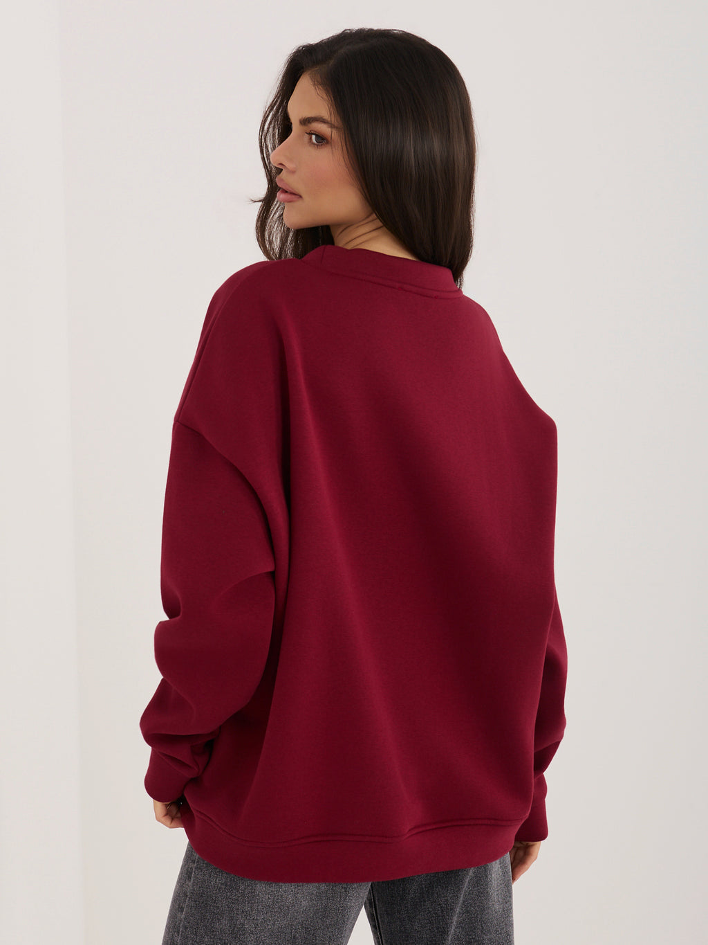 Oversized Sweater met Tekst – Bordeaux