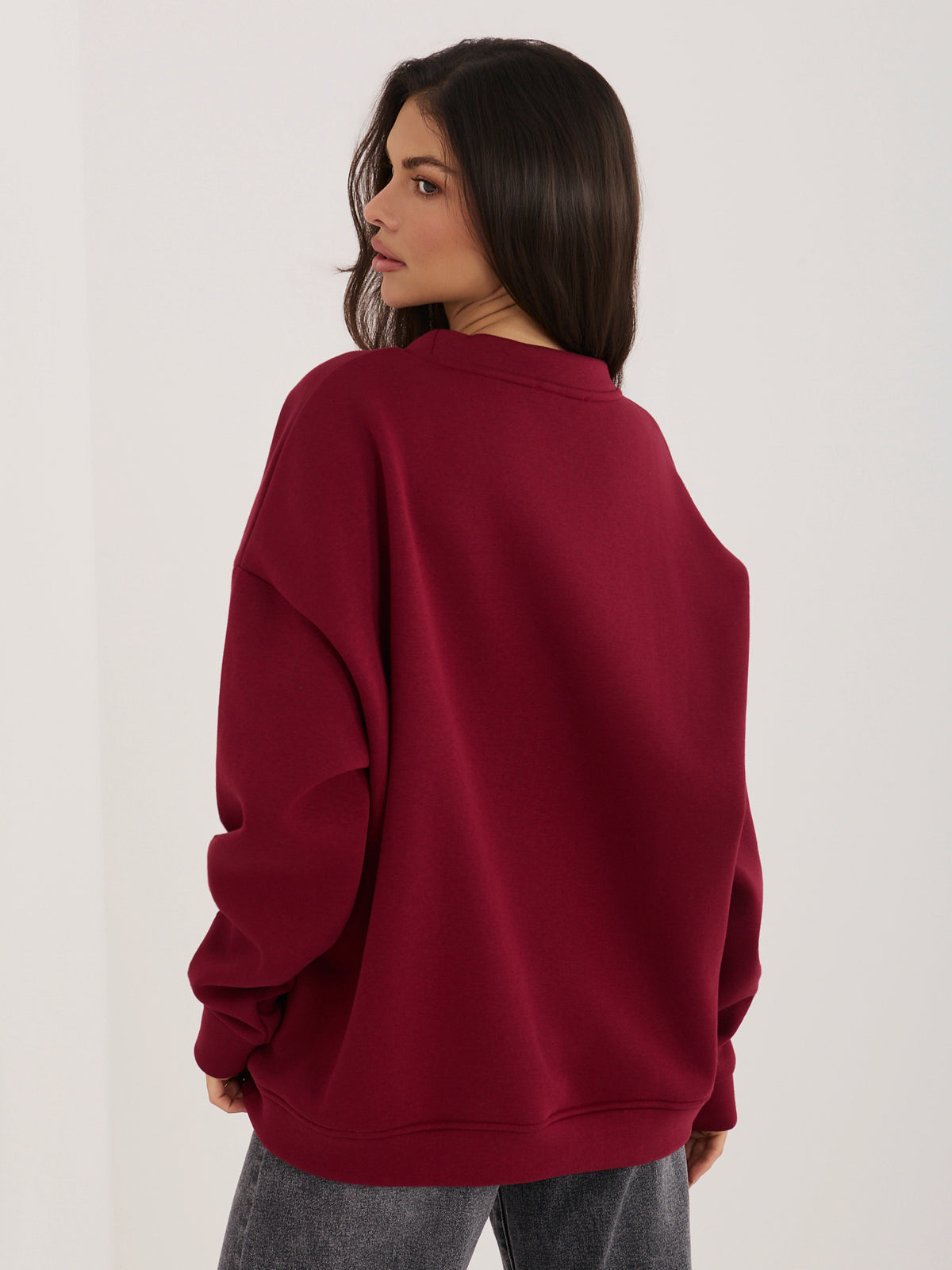 Oversized Sweater met Tekst – Bordeaux