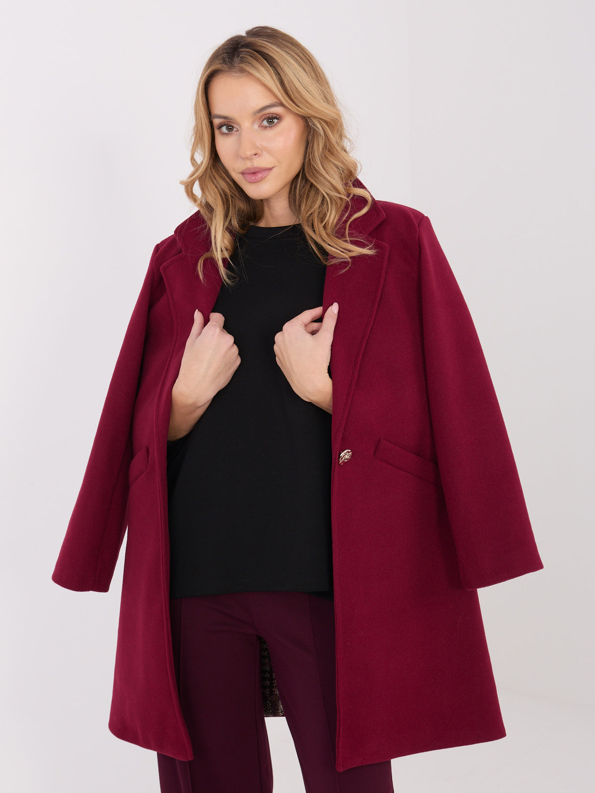 Elegante Korte Damesjas – Bordeaux