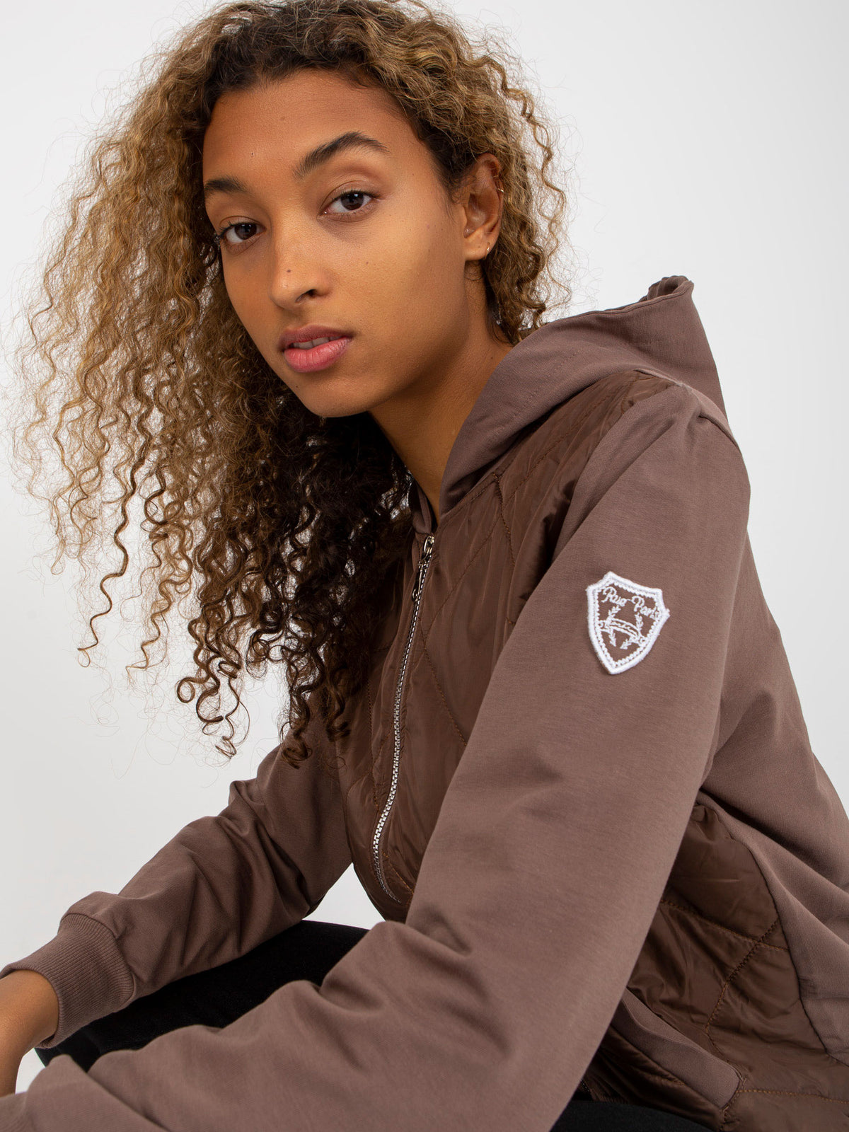 Gewatteerde Bomber Hoodie – Bruin