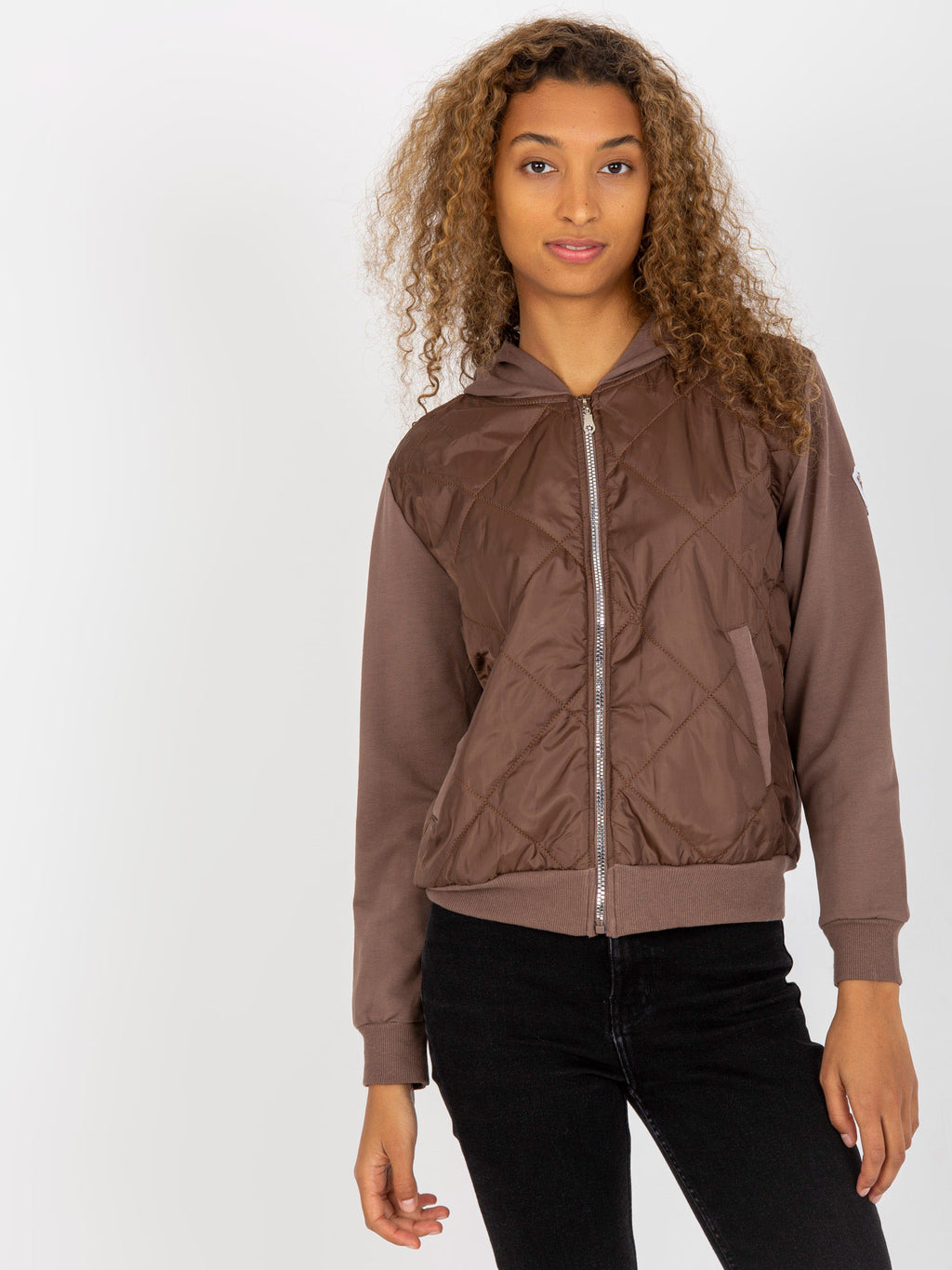 Gewatteerde Bomber Hoodie – Bruin