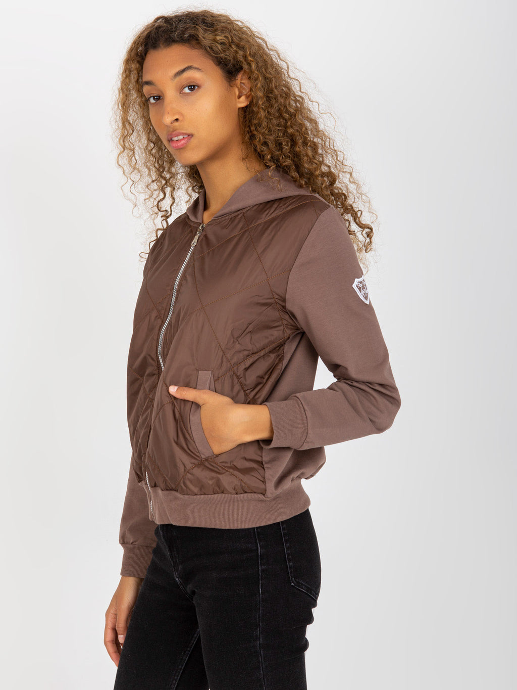 Gewatteerde Bomber Hoodie – Bruin