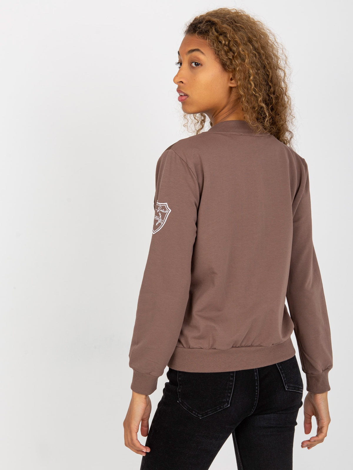 Gewatteerde Bomber Sweater – Bruin