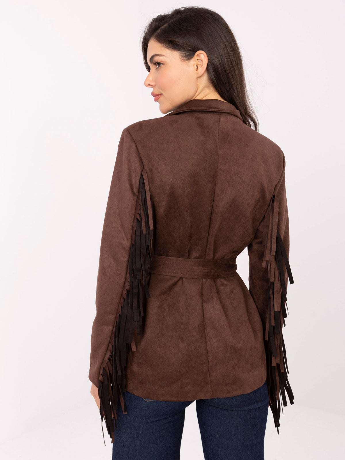 Bruine Suèdelook Blazer met Ceintuur
