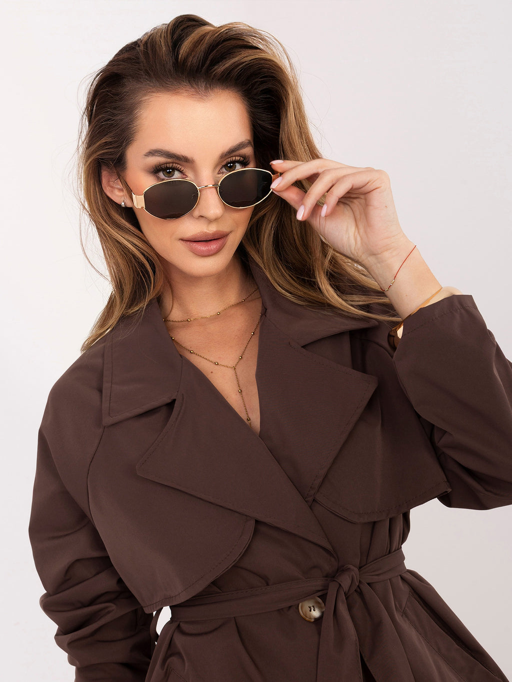 Korte Dames Trenchcoat met Ceintuur – Bruin