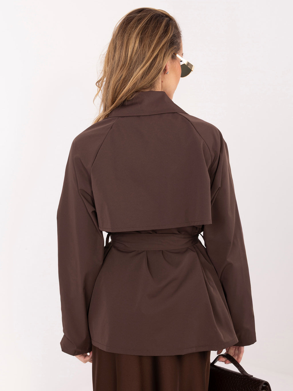 Korte Dames Trenchcoat met Ceintuur – Bruin