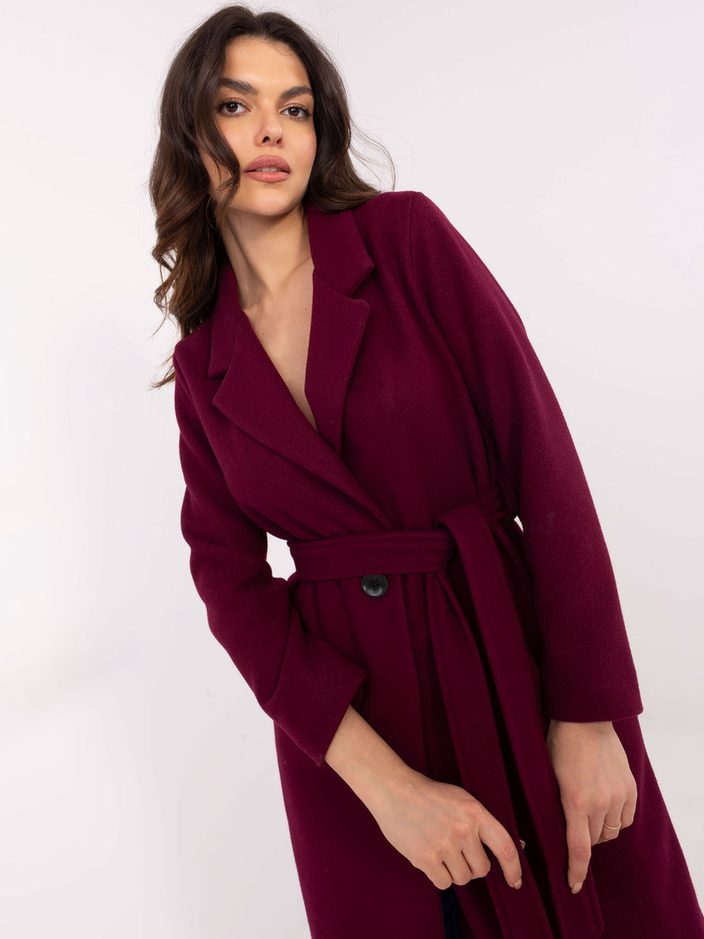 Lange Mantel met Ceintuur – Bordeaux