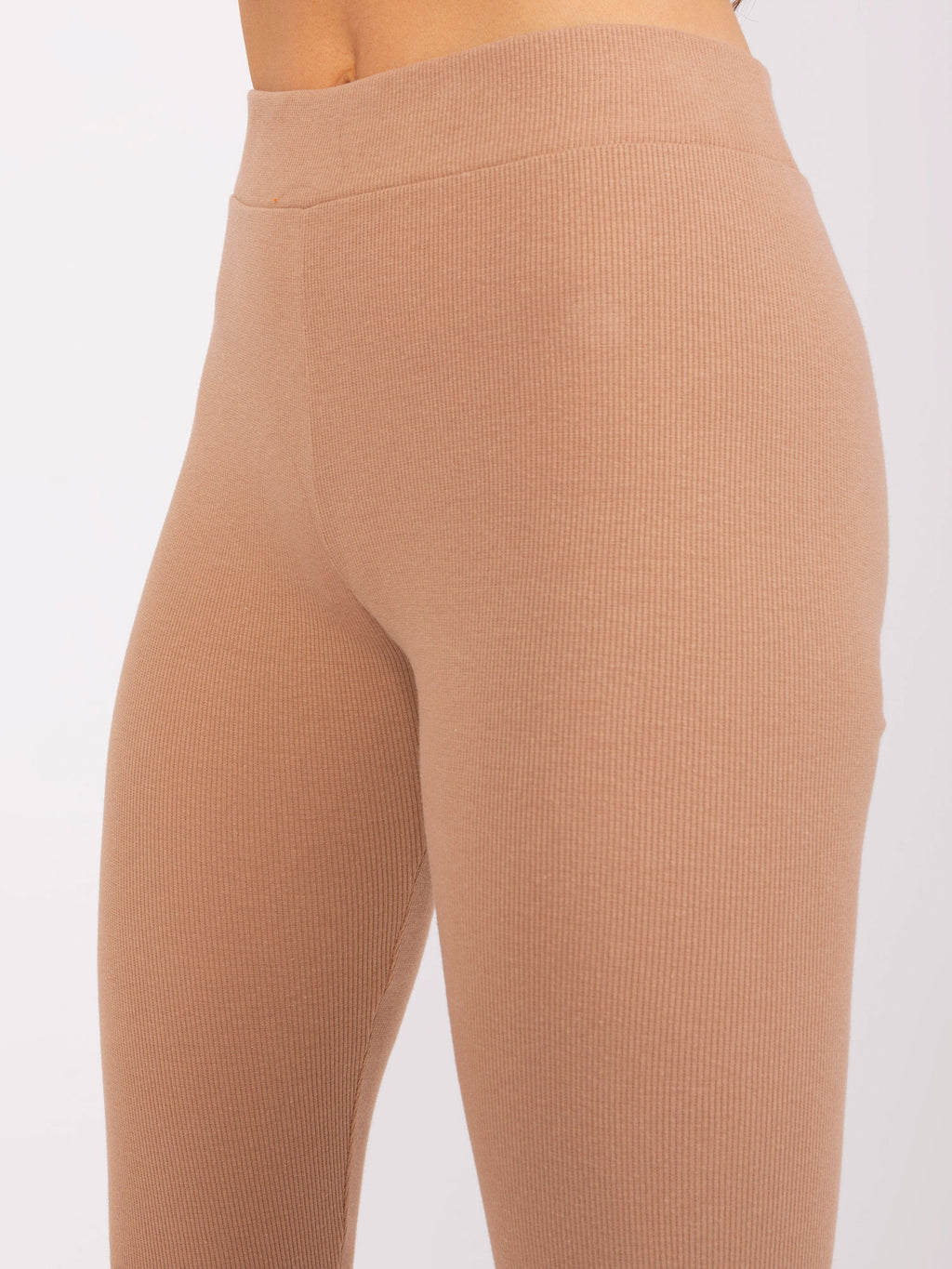 Geribde High-Waist Legging – Camel