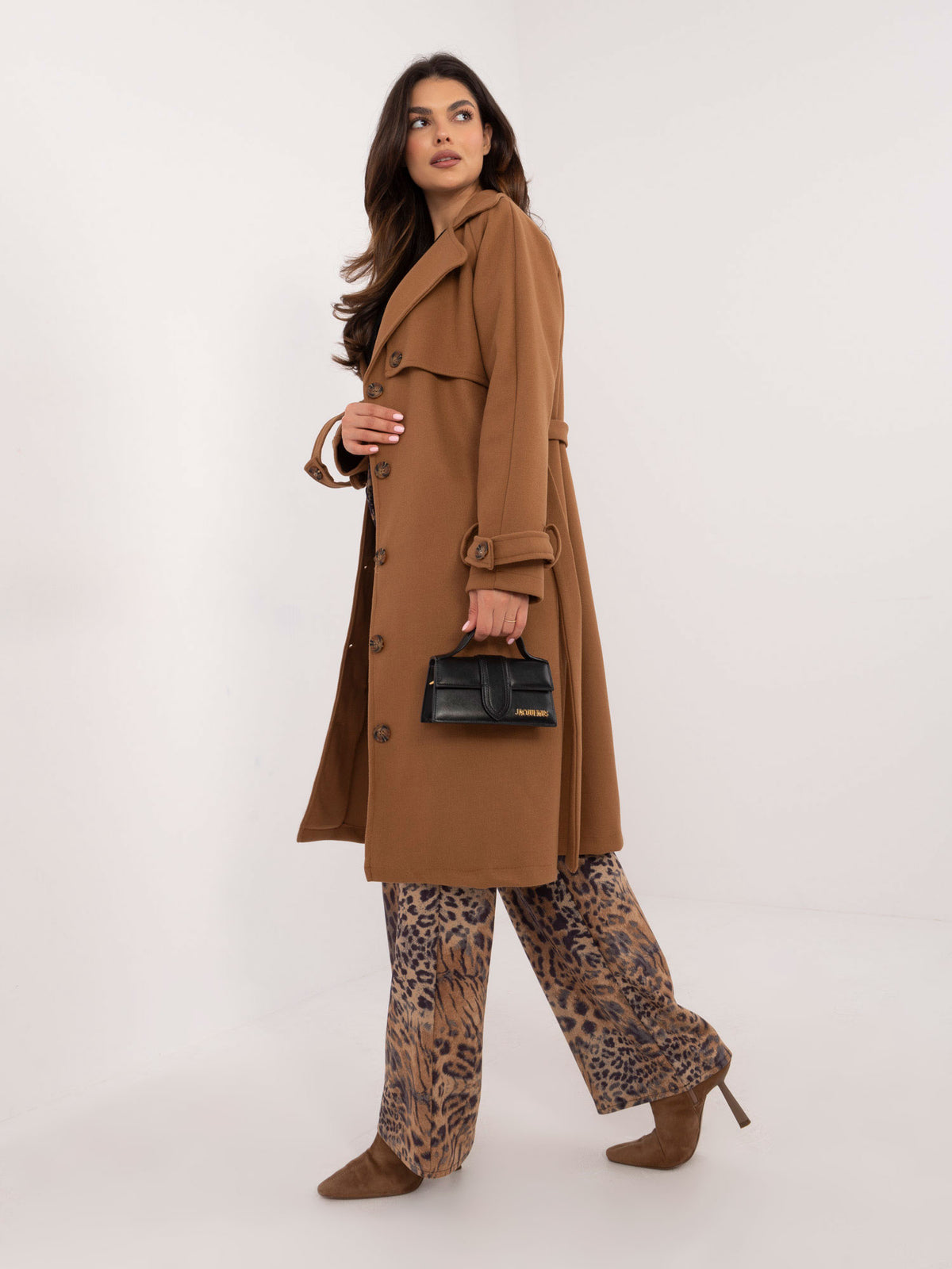 Camelkleurige Trenchcoat met Ceintuur