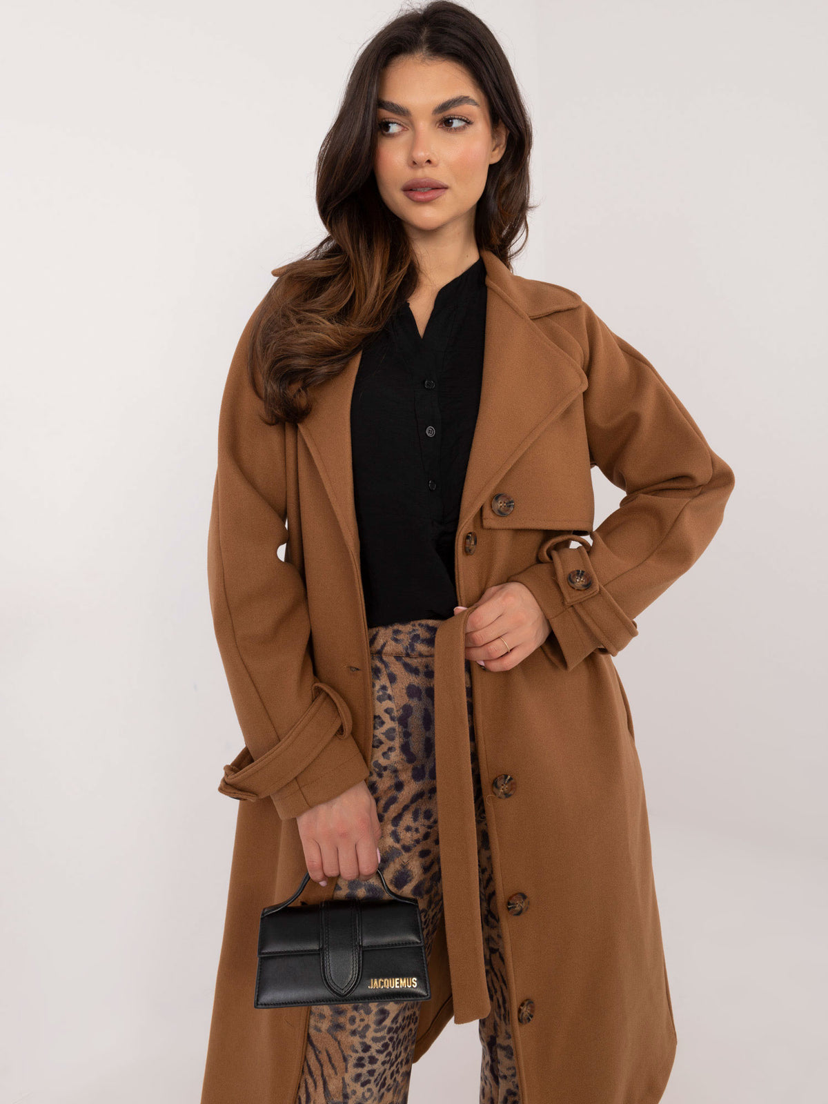 Camelkleurige Trenchcoat met Ceintuur