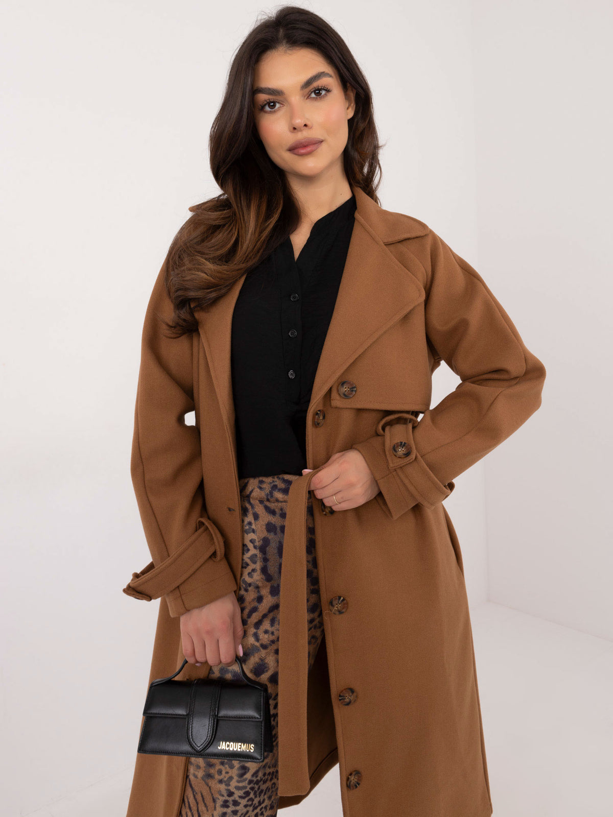 Camelkleurige Trenchcoat met Ceintuur