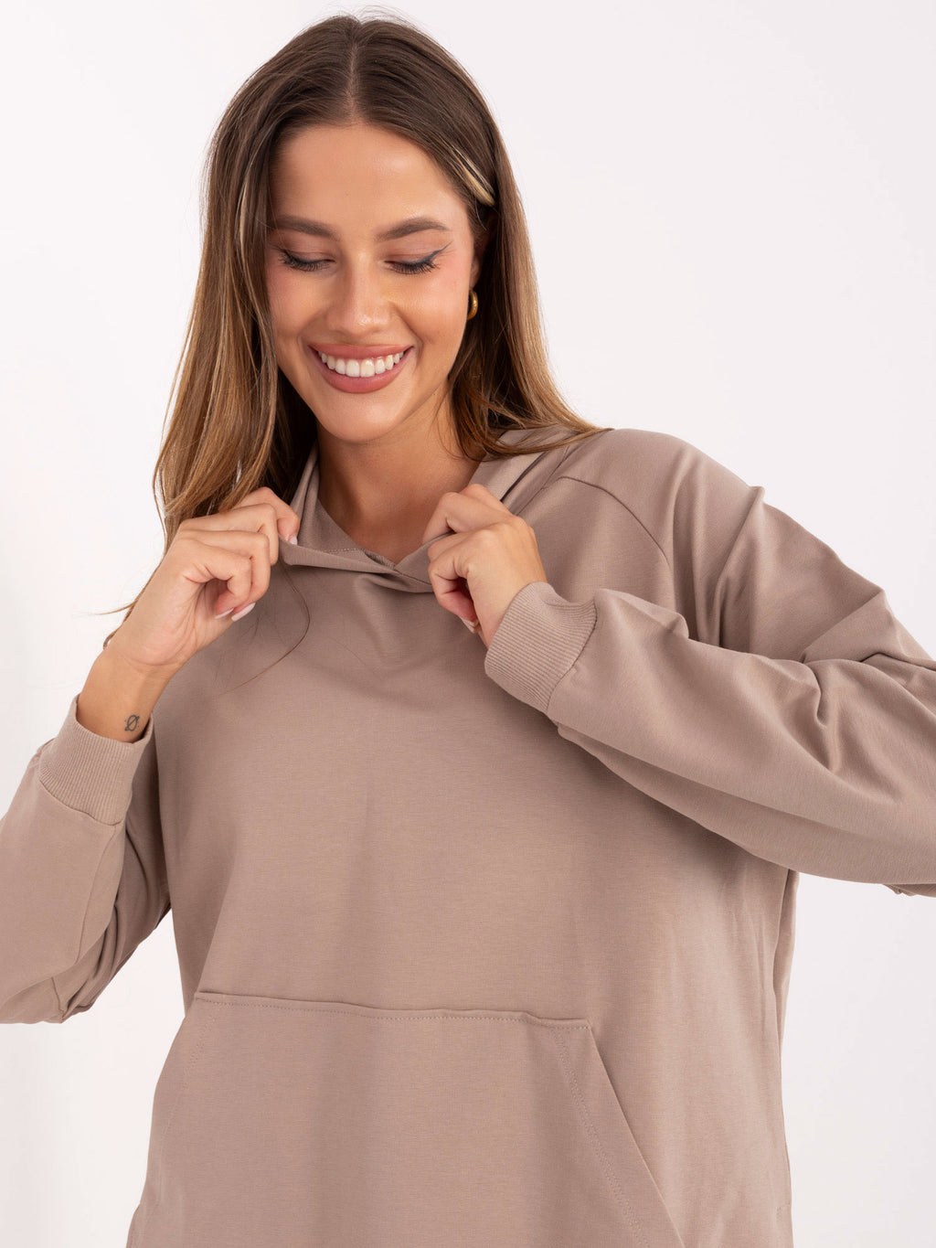 Oversized Hoodie – Donkerbeige