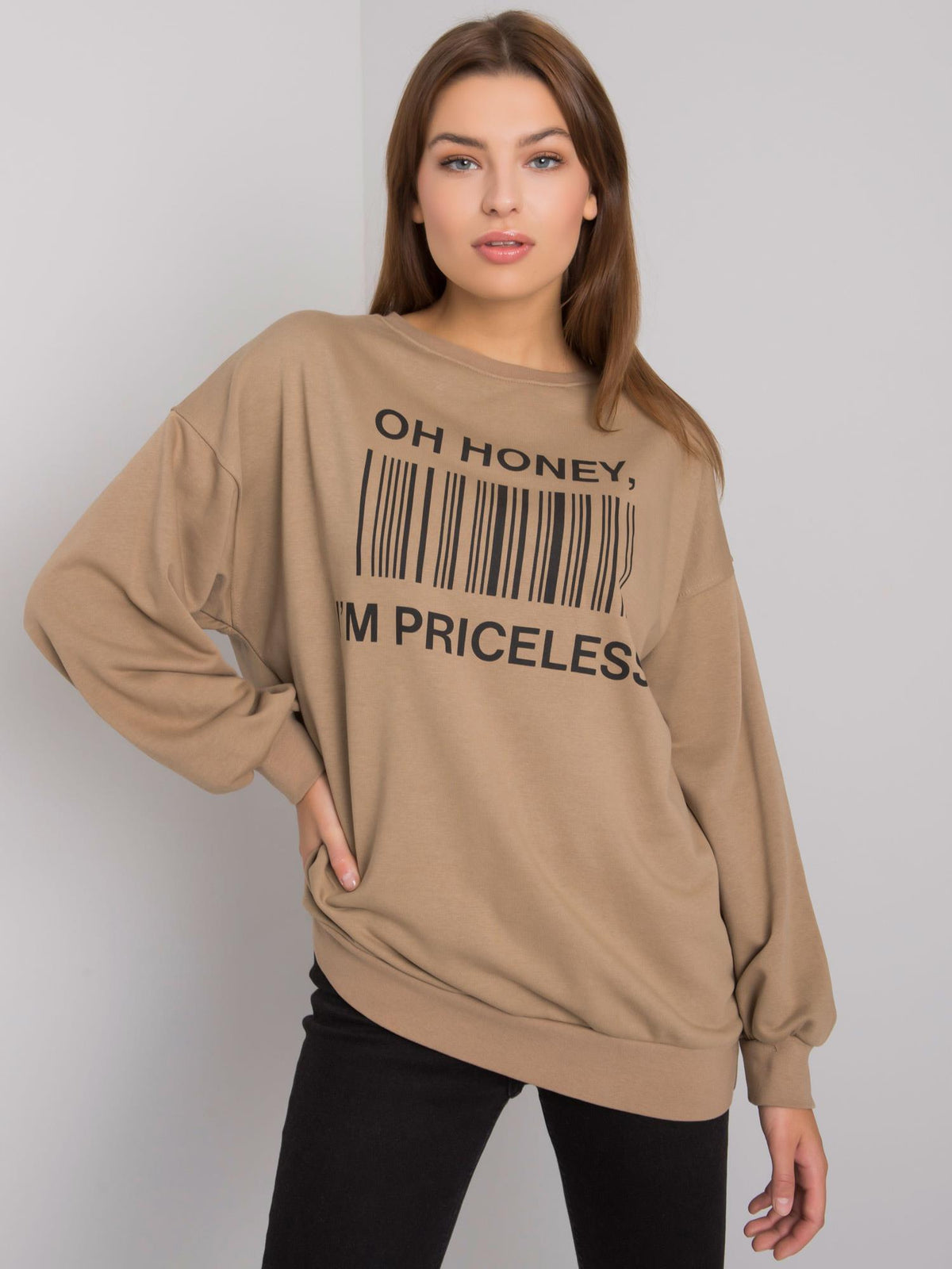 Basile Sweater met Print – Donkerbeige