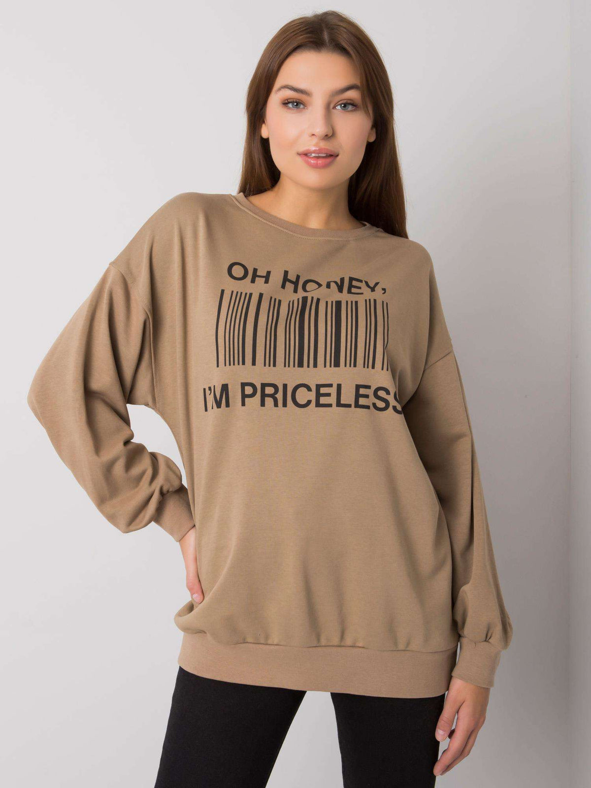 Basile Sweater met Print – Donkerbeige