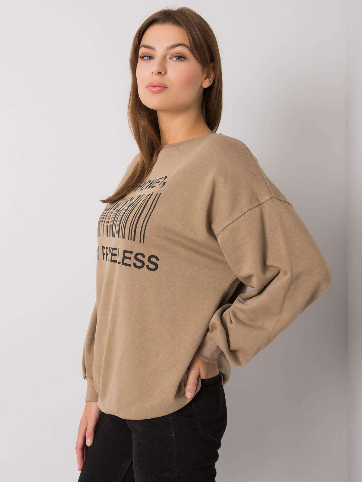 Basile Sweater met Print – Donkerbeige