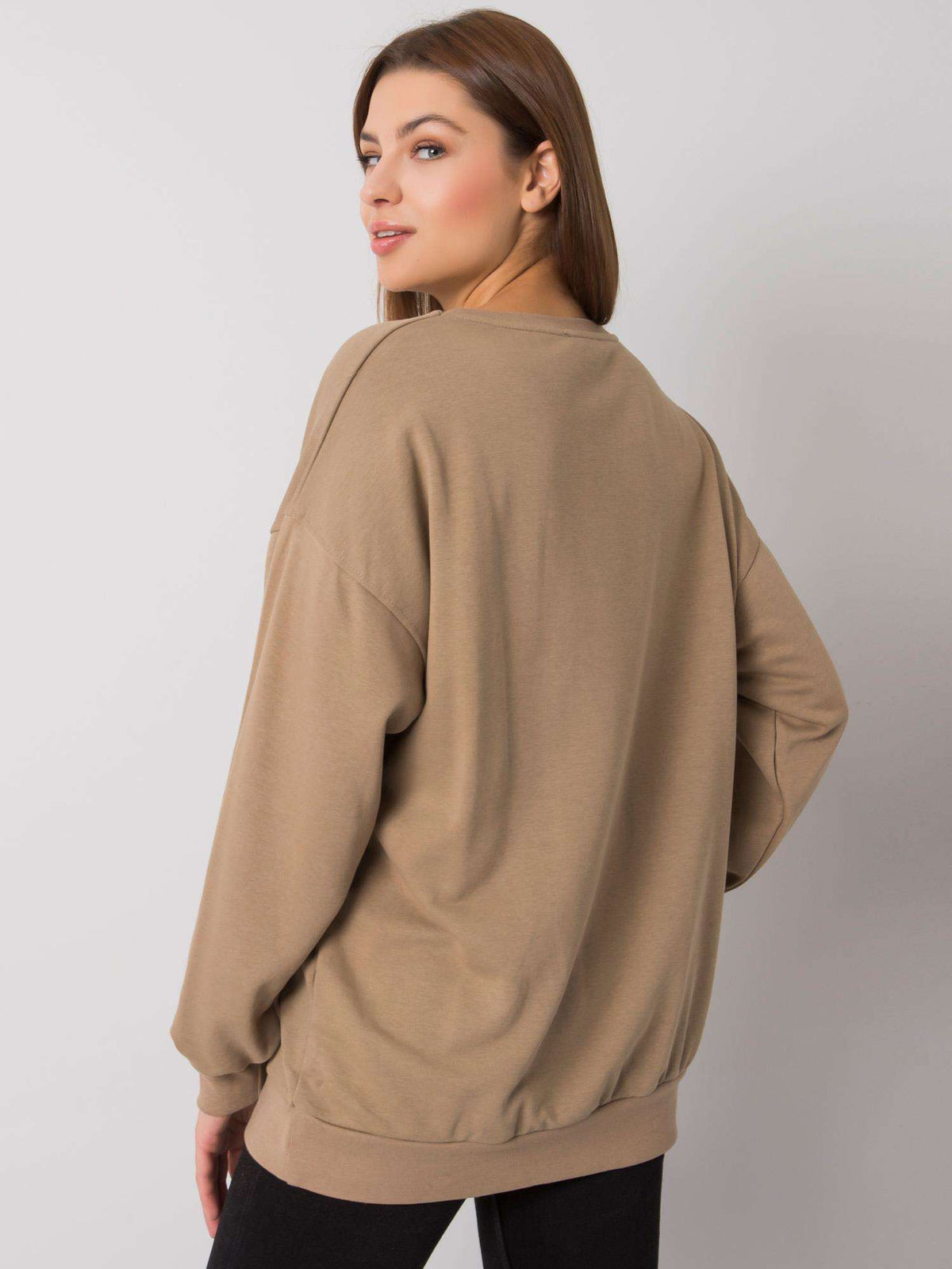 Basile Sweater met Print – Donkerbeige