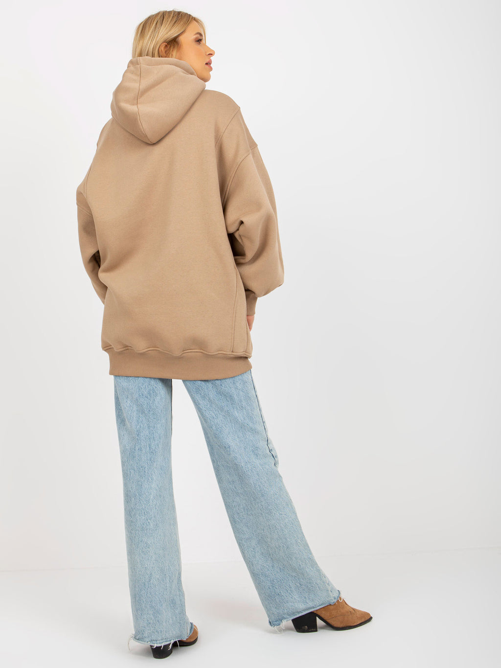 Lange Oversized Hoodie – Donkerbeige