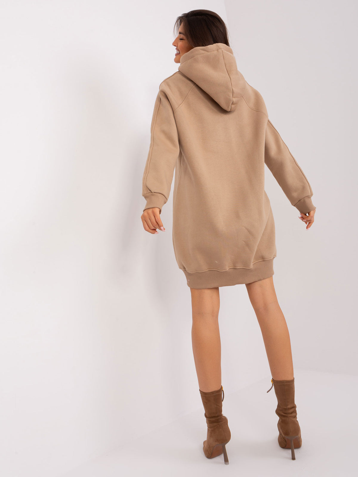Lange Oversized Hoodie – Donkerbeige