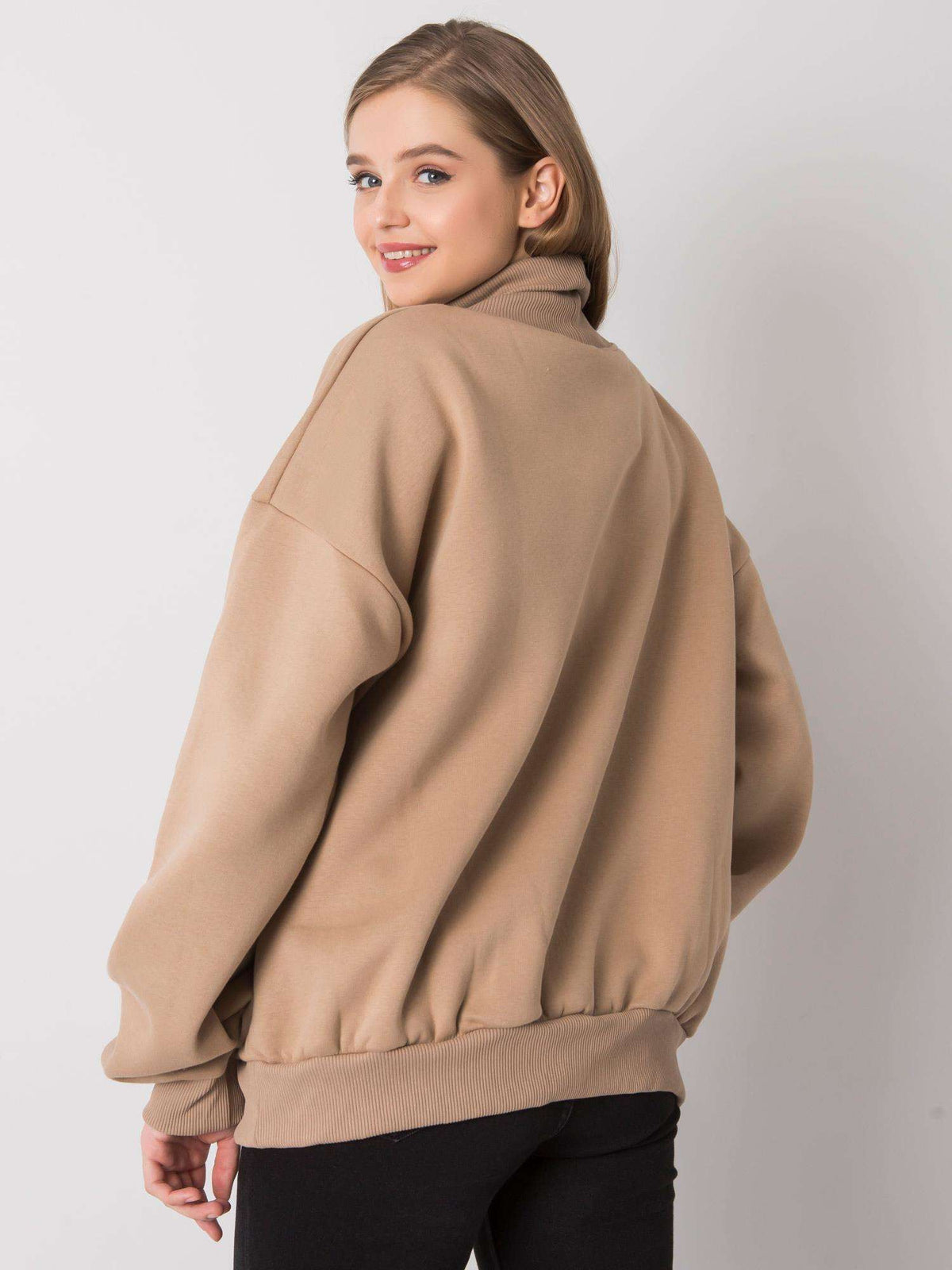 Warm Gevoerde Sweater met Col – Donkerbeige
