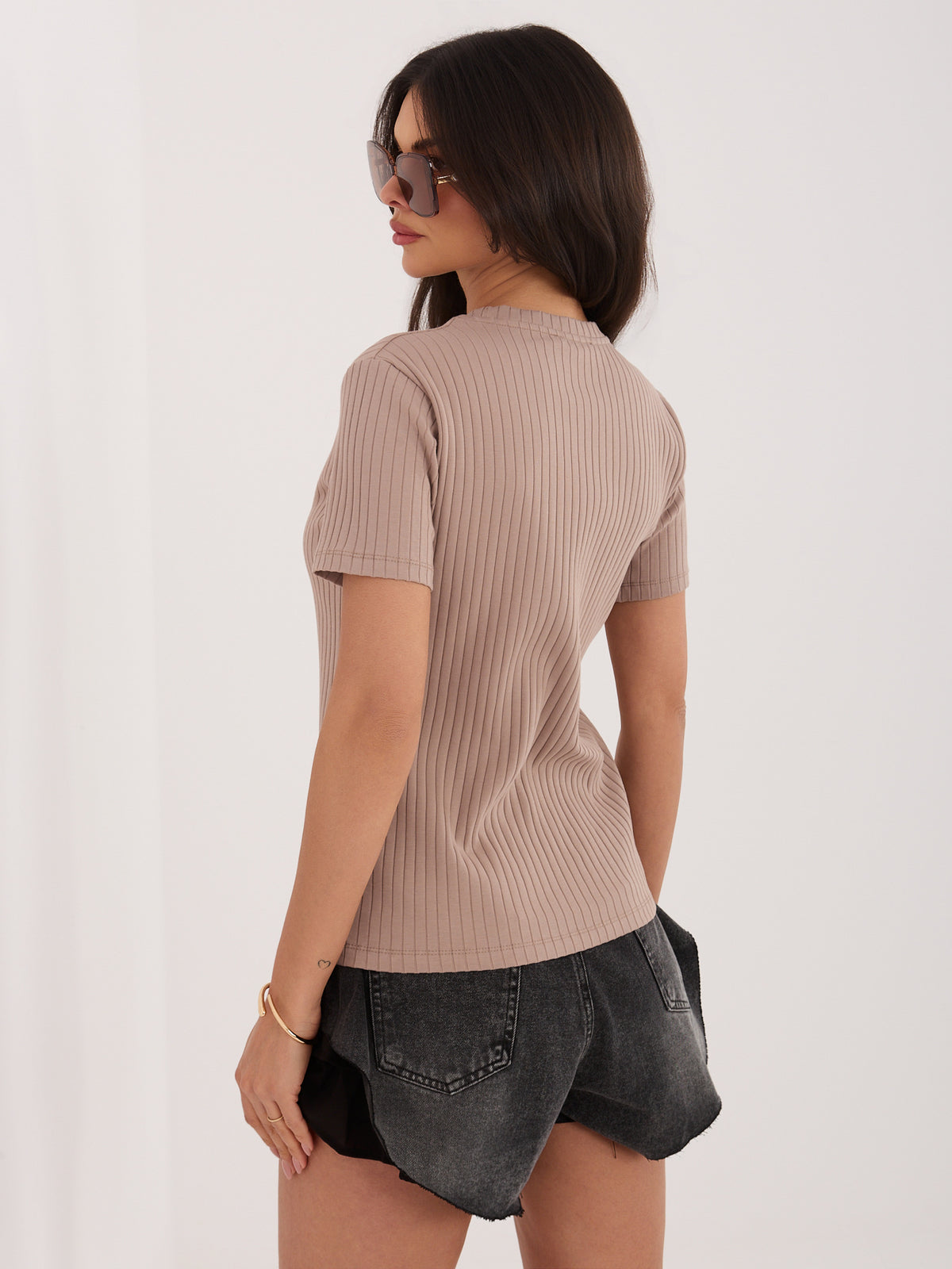 Rib Blouse – Donkerbeige