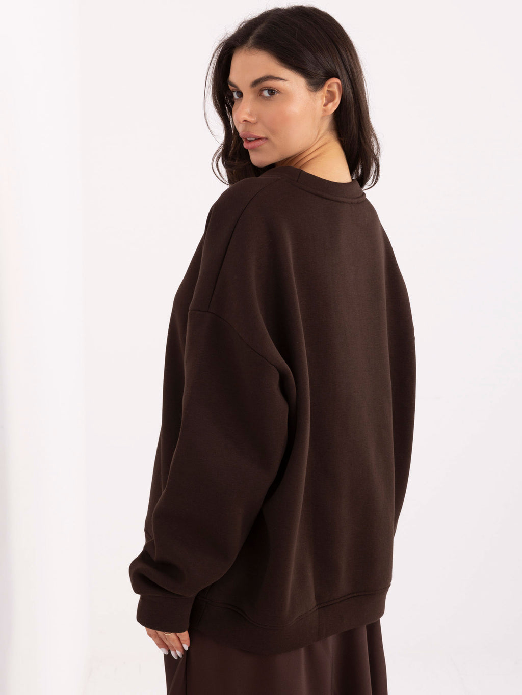 Oversized Sweater met Chocolate-Borduursel – Donkerbruin