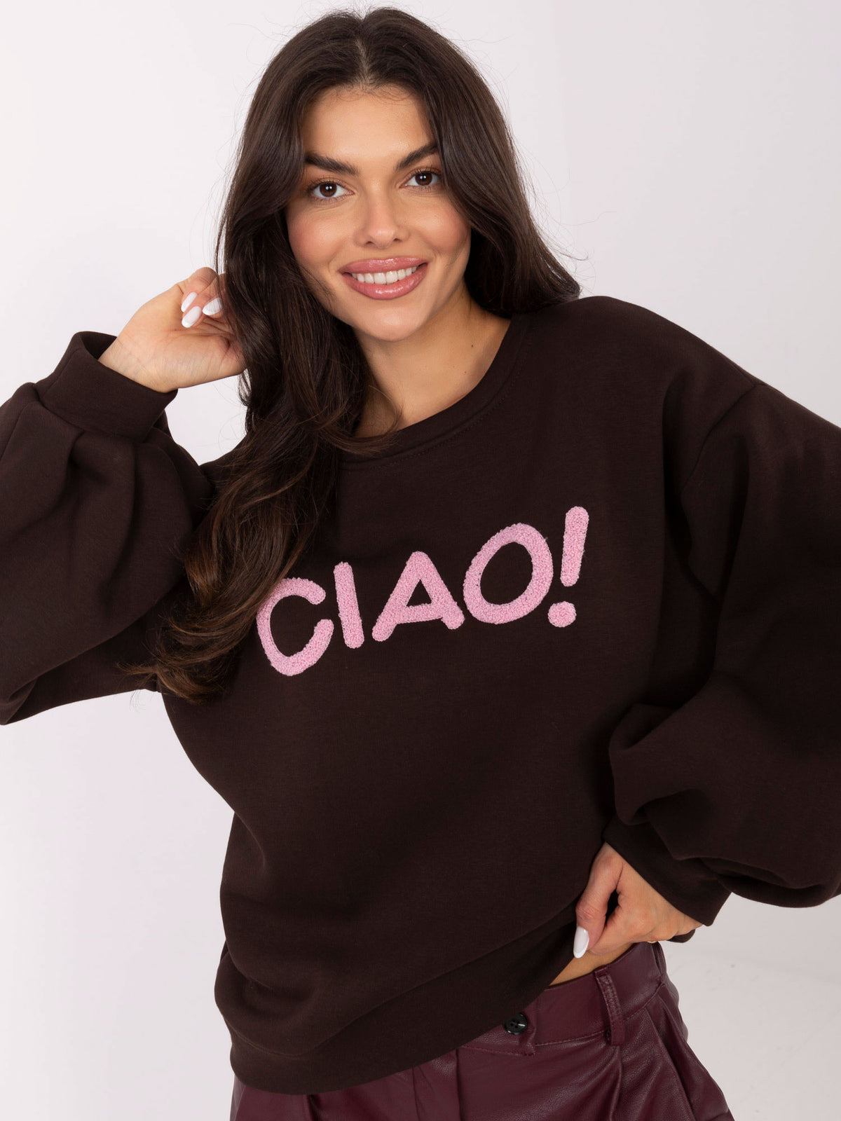 Sweater met Pofmouwen – Donkerbruine