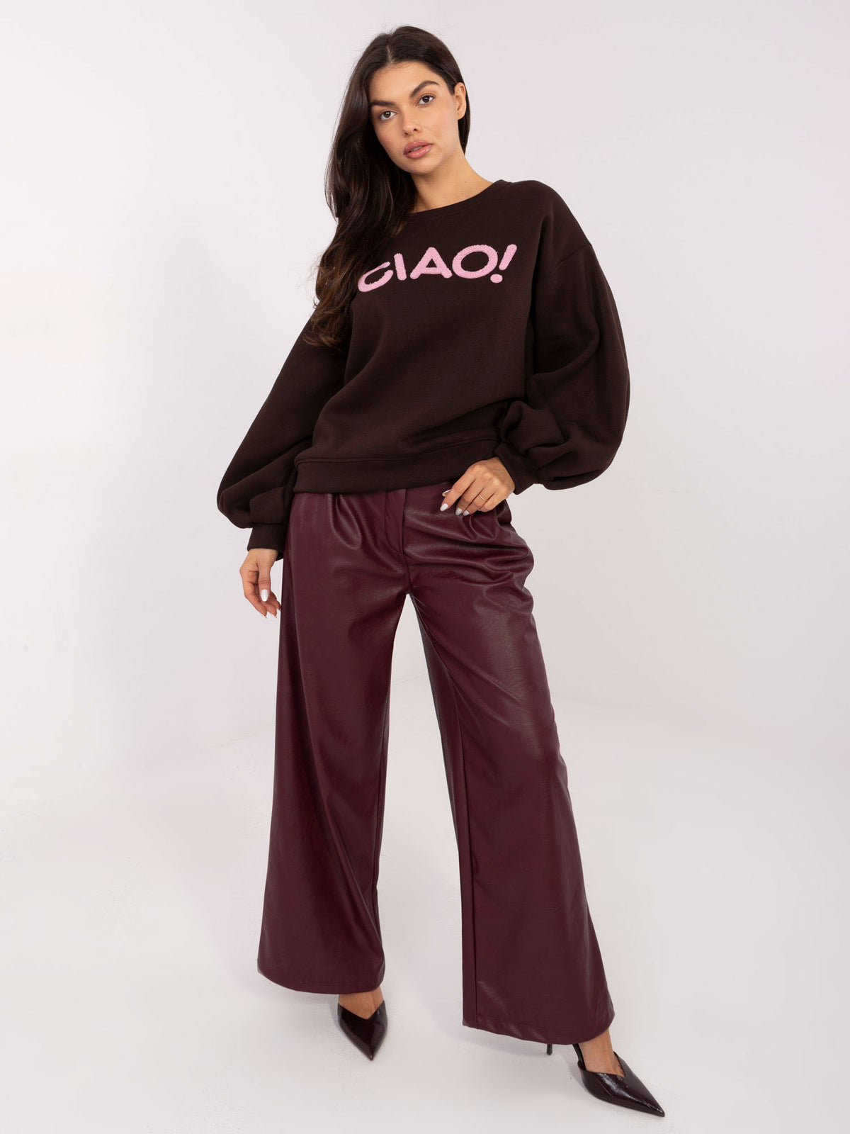 Sweater met Pofmouwen – Donkerbruine