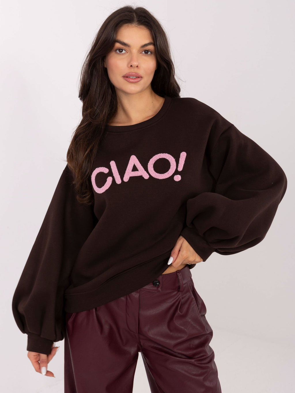Sweater met Pofmouwen – Donkerbruine