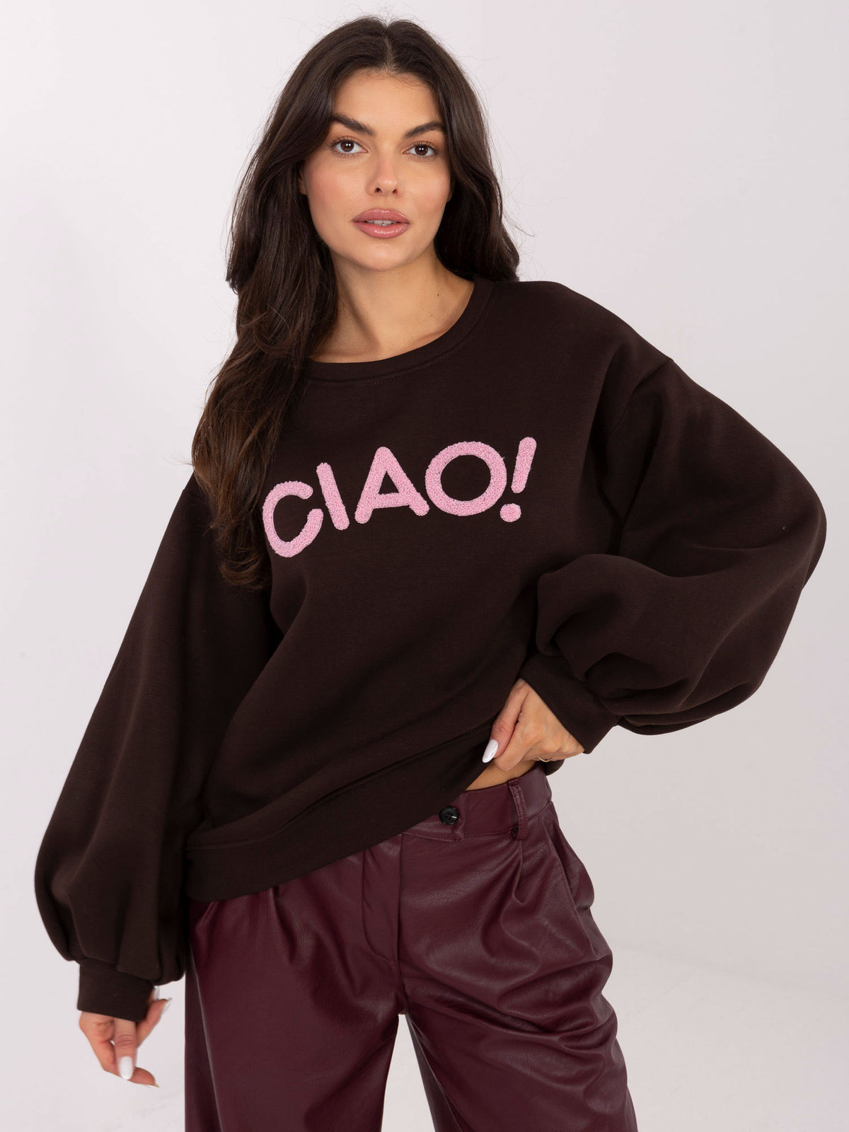 Sweater met Pofmouwen – Donkerbruine