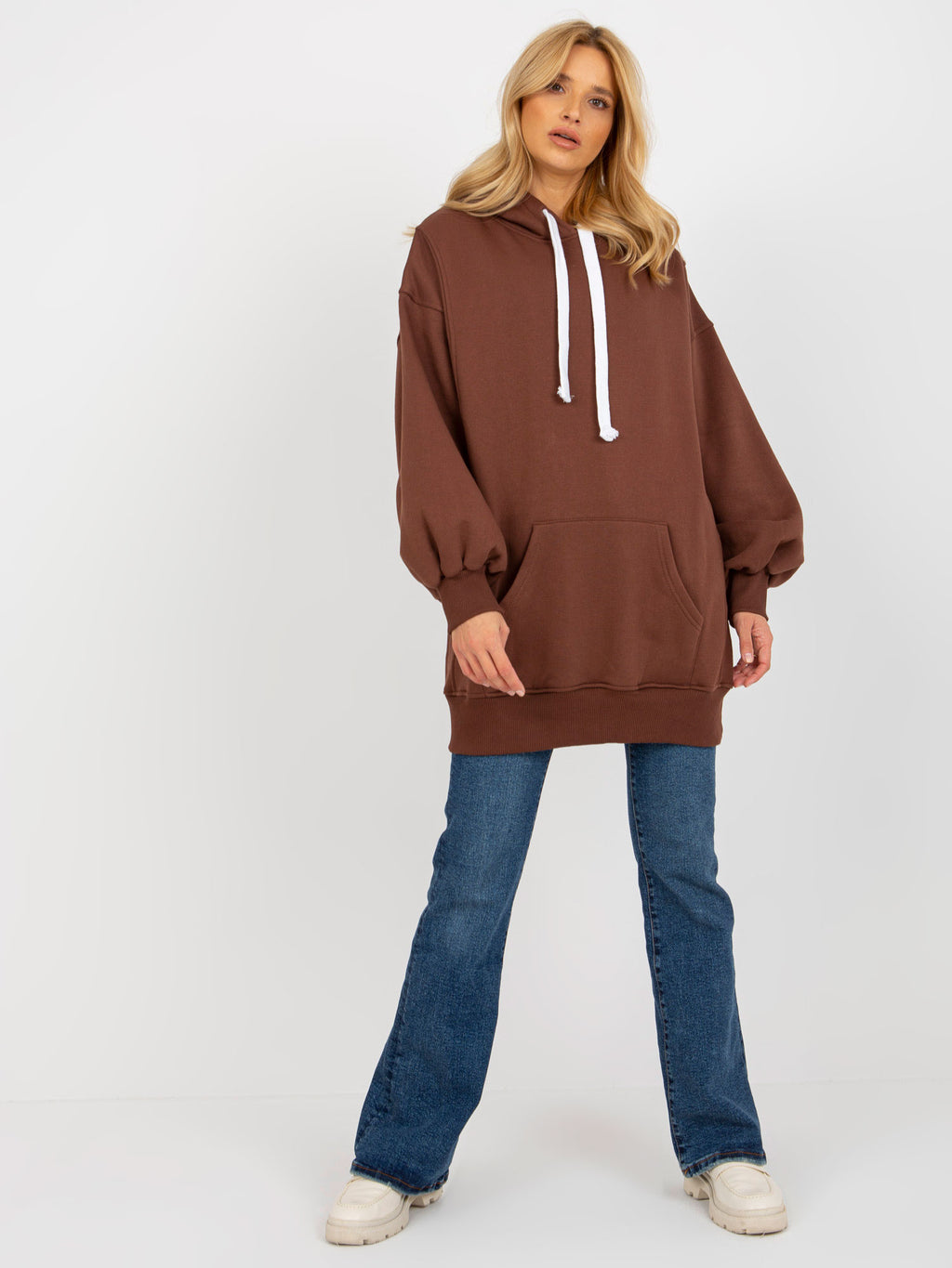 Lange Oversized Hoodie – Donkerbruin