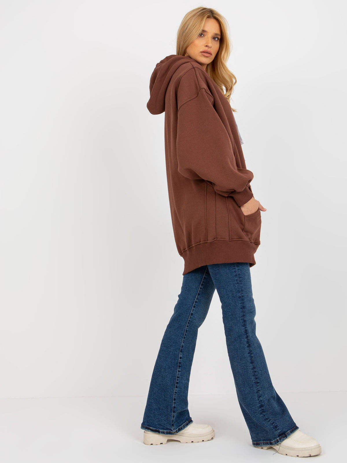 Lange Oversized Hoodie – Donkerbruin