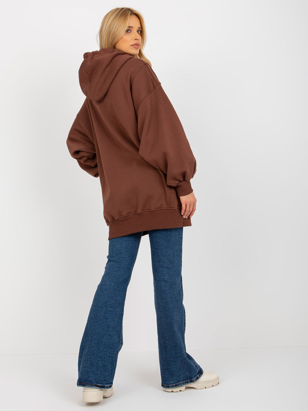 Lange Oversized Hoodie – Donkerbruin