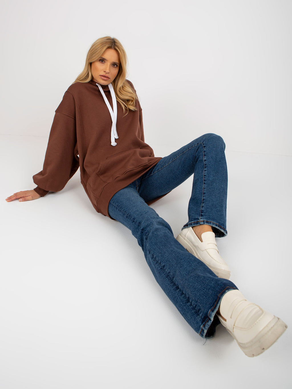 Lange Oversized Hoodie – Donkerbruin