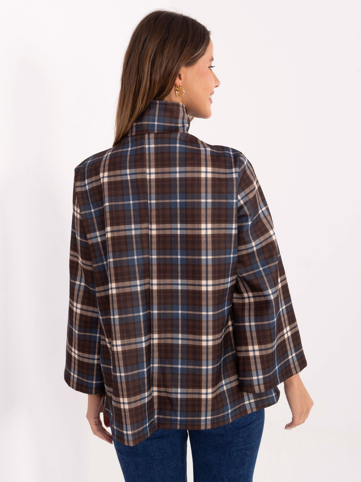 Korte Geruite Damesjas – Blauw