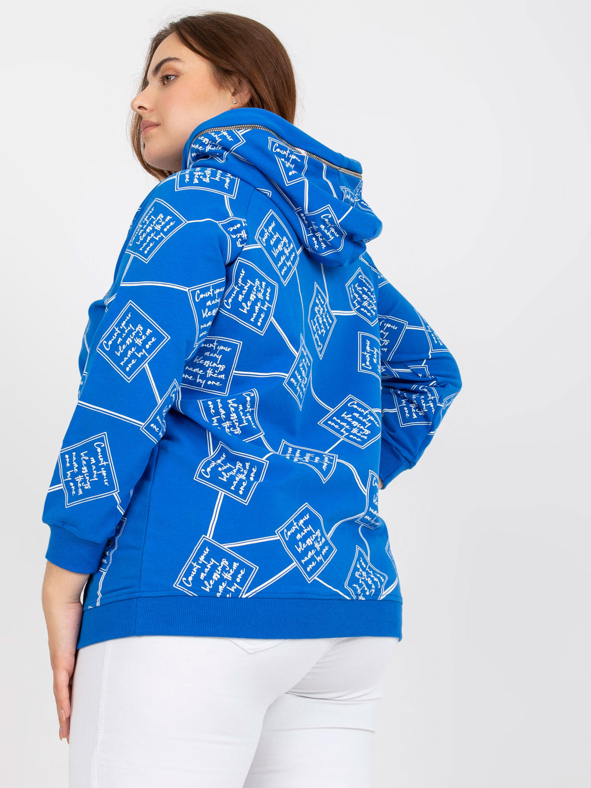Plus Size Hoodie met Print – Donkerblauw