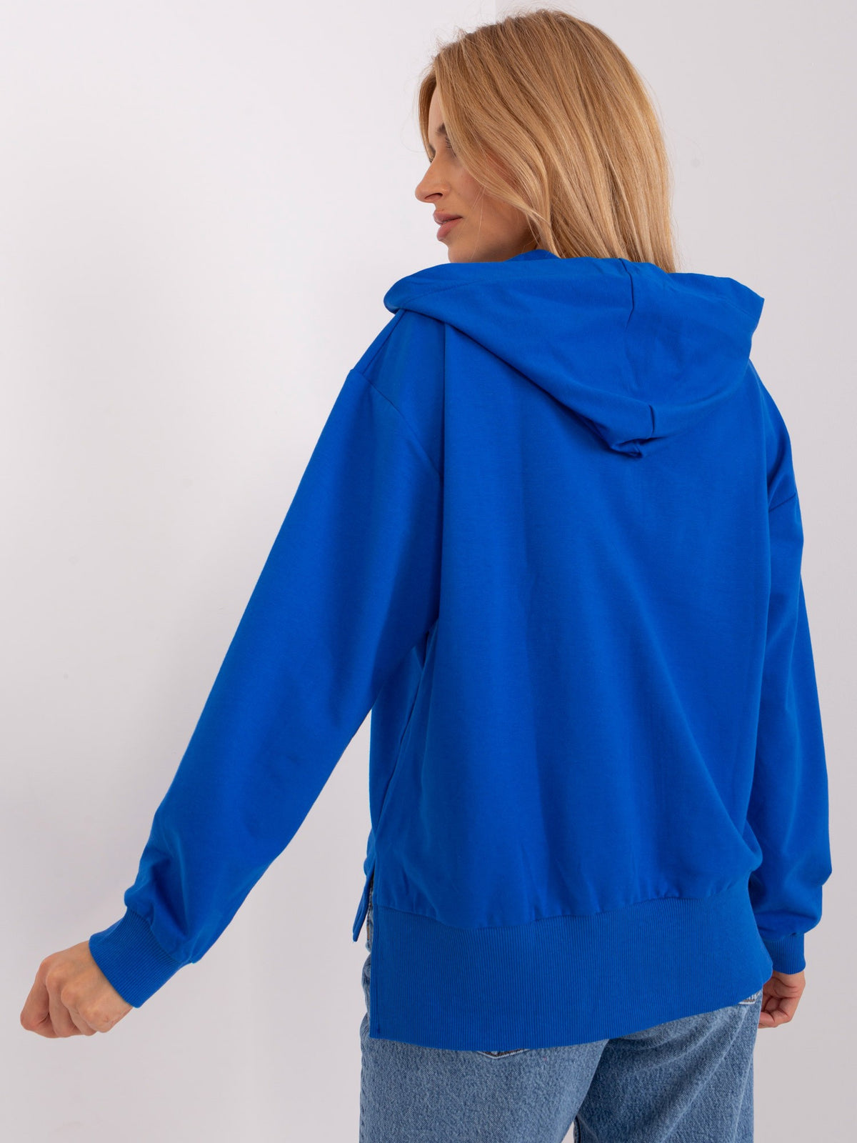 Lange Sweater met Rits en Capuchon – Donkerblauw