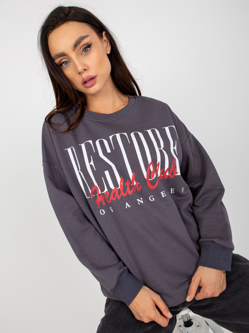 Sweater met Print – Donkergrijs