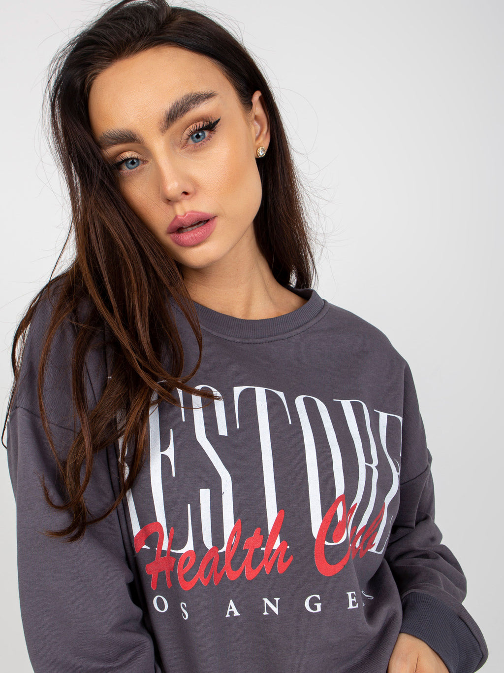 Sweater met Print – Donkergrijs