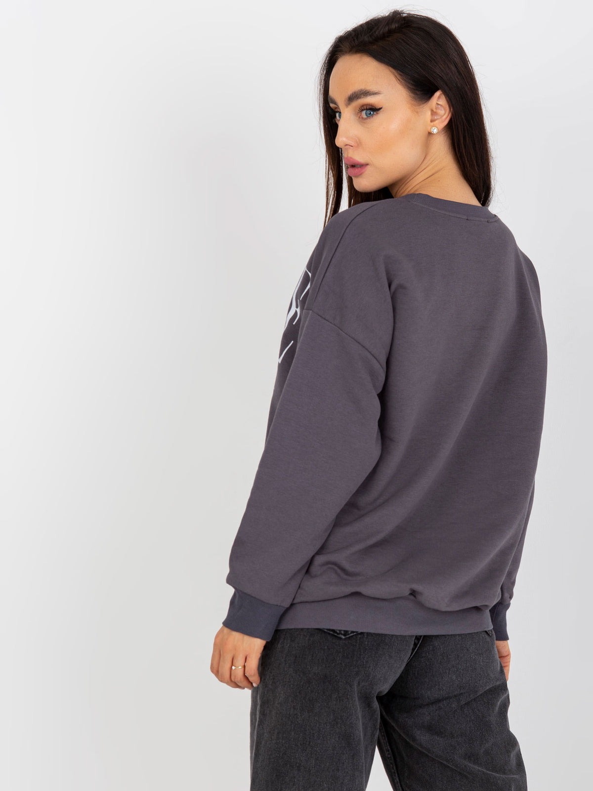 Sweater met Print – Donkergrijs