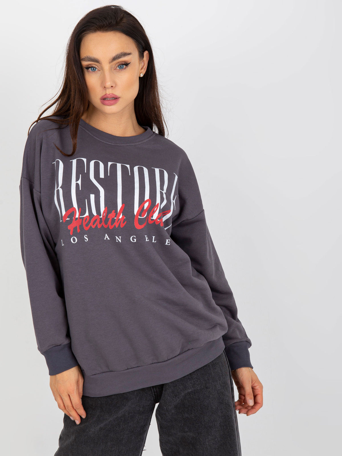 Sweater met Print – Donkergrijs