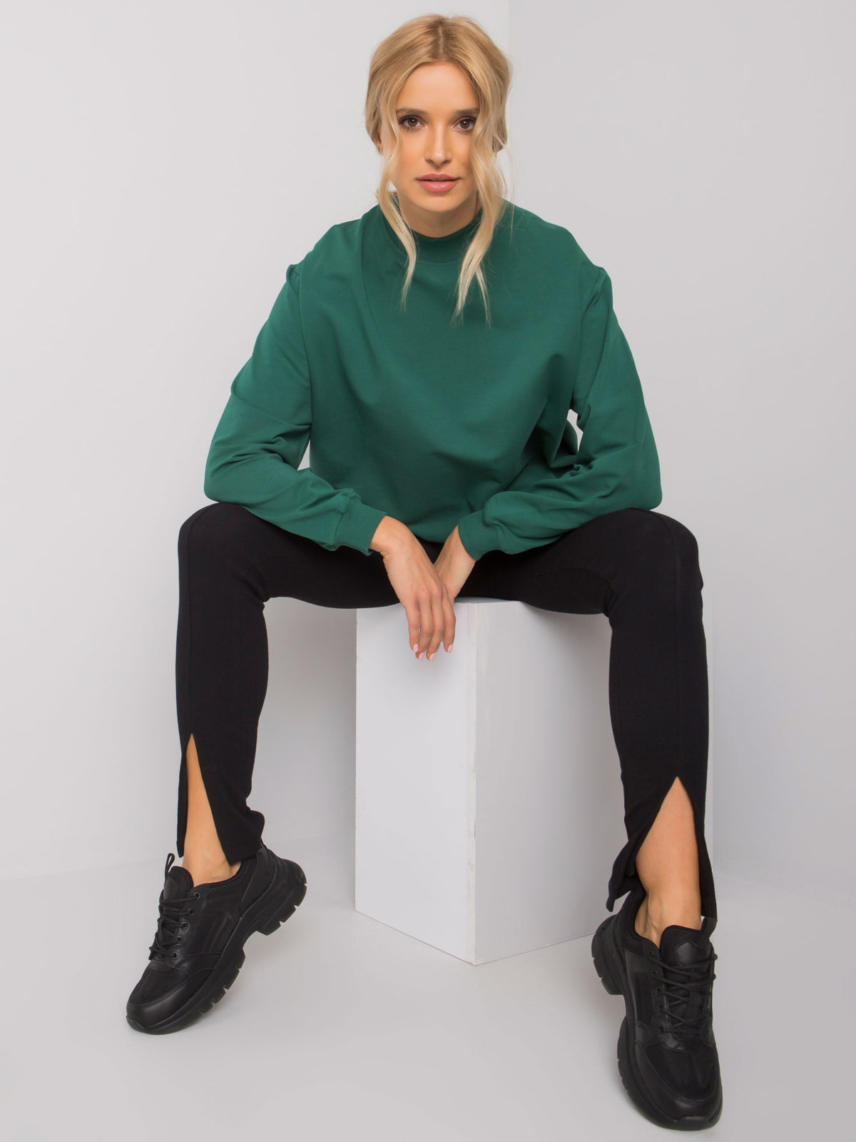 Twist Sweater met Hoge Kraag – Donkergroen