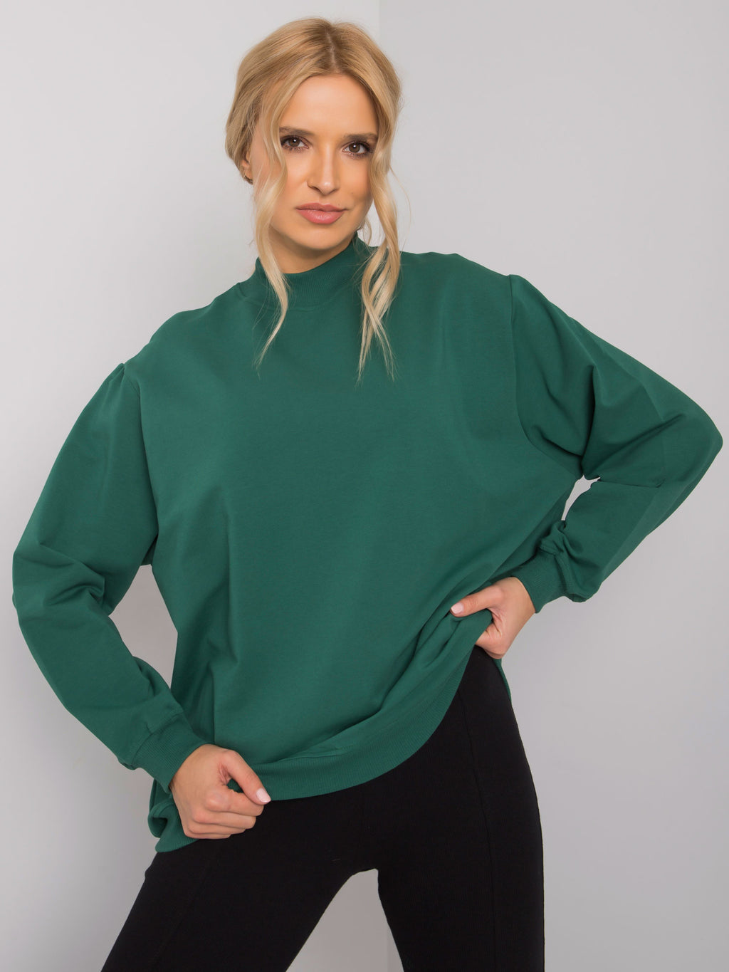 Twist Sweater met Hoge Kraag – Donkergroen