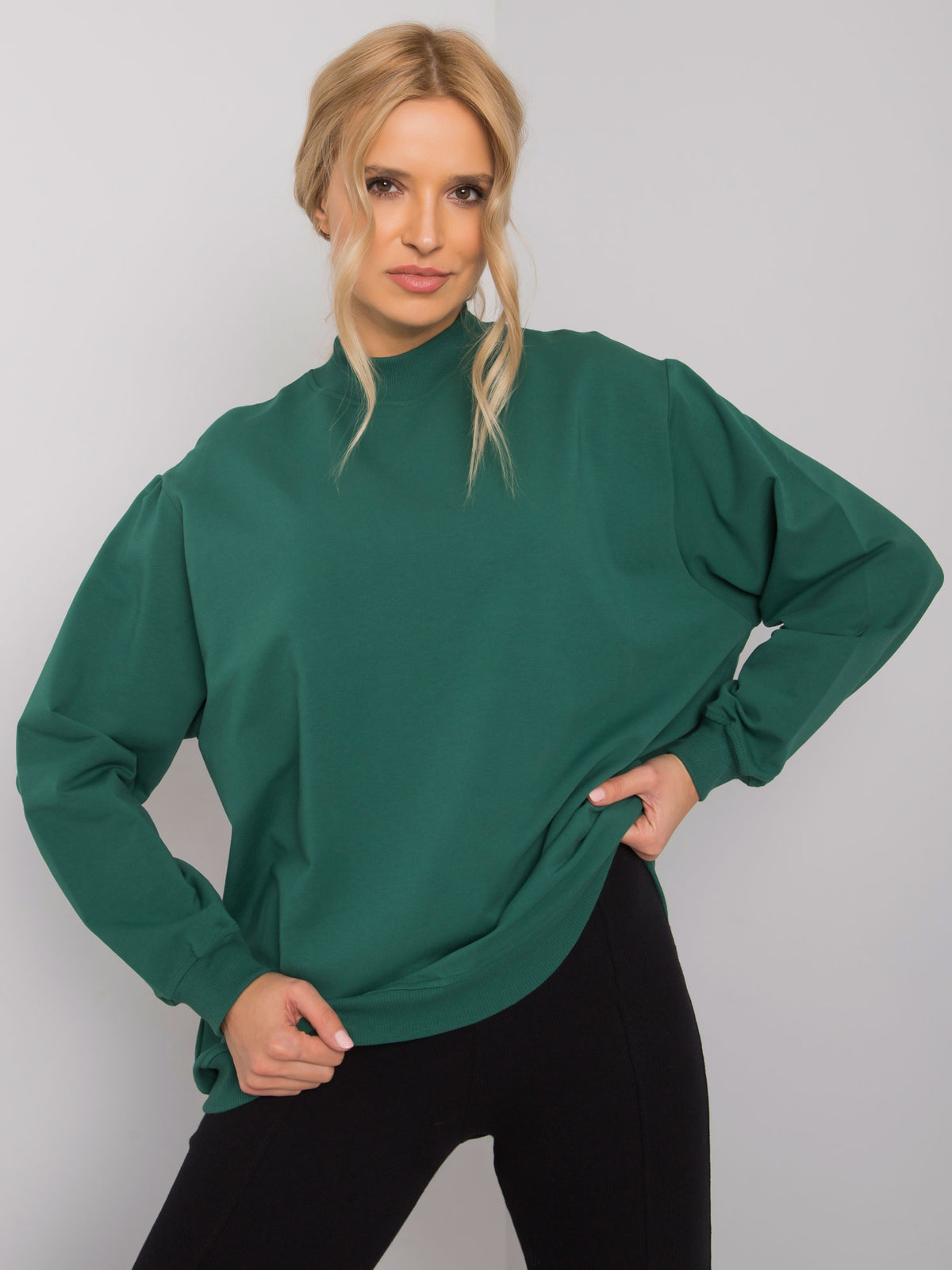 Twist Sweater met Hoge Kraag – Donkergroen