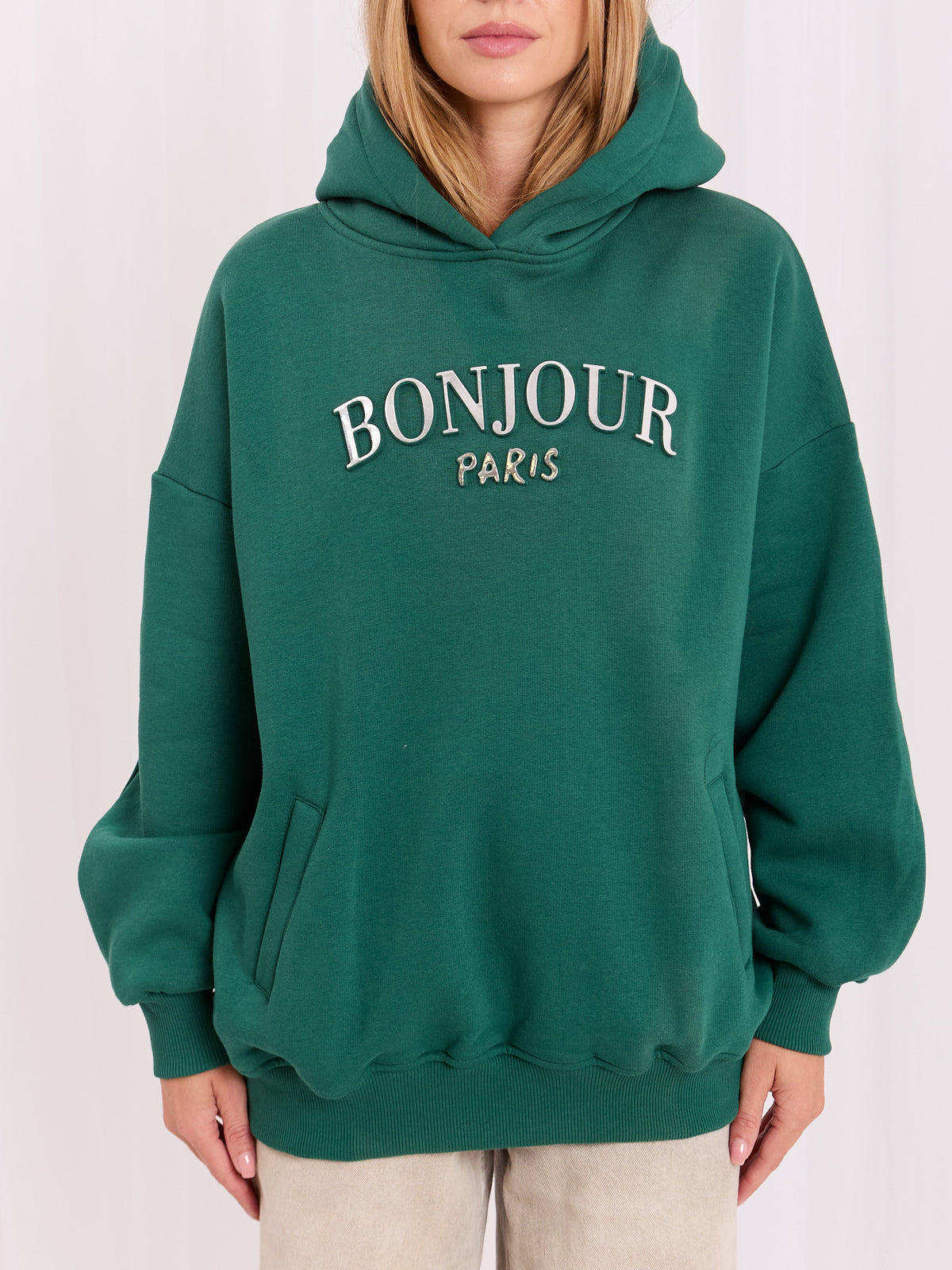 Lille Hoodie met Zakken – Donkergroen