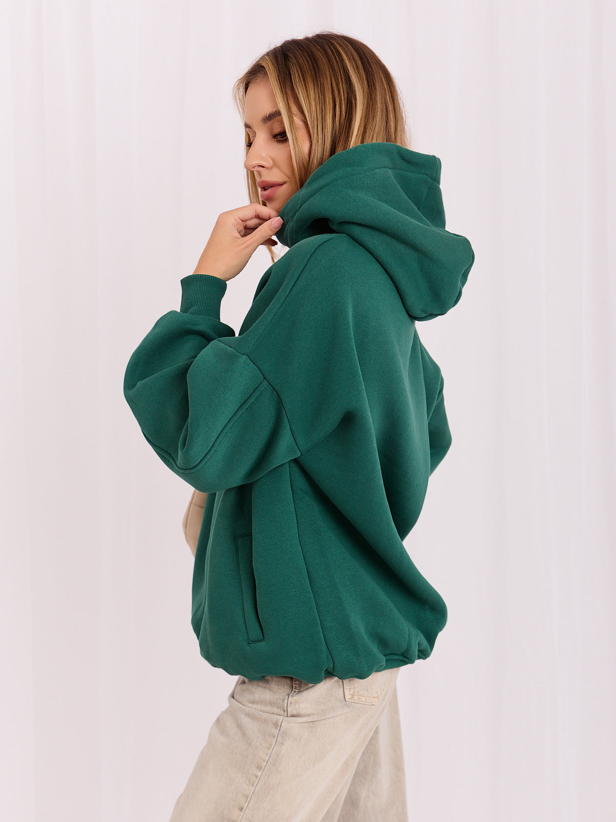 Lille Hoodie met Zakken – Donkergroen