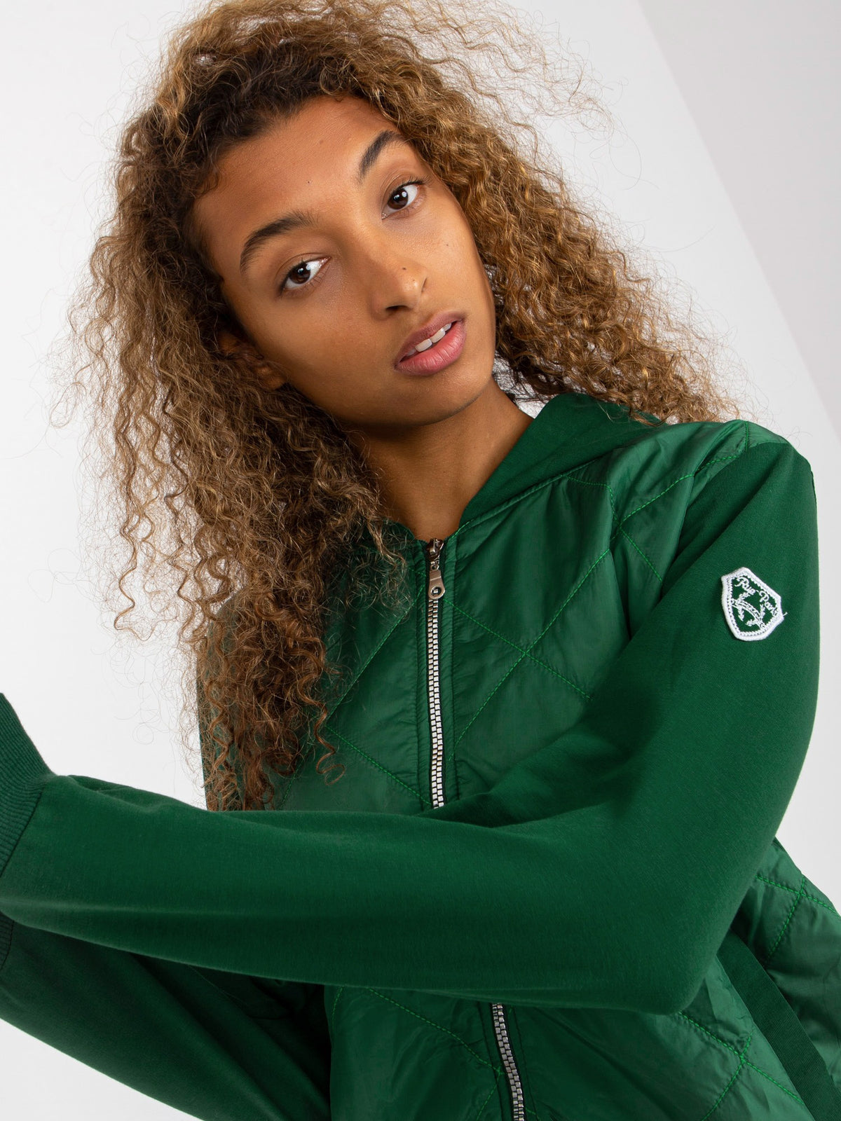 Gewatteerde Bomber Hoodie – Donkergroen