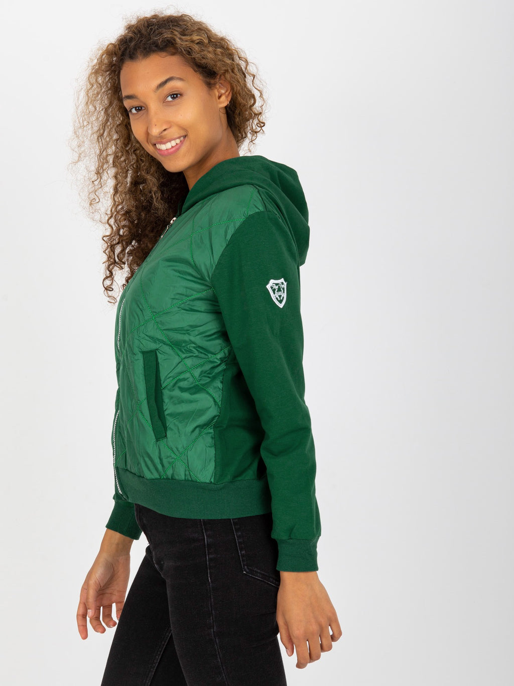 Gewatteerde Bomber Hoodie – Donkergroen